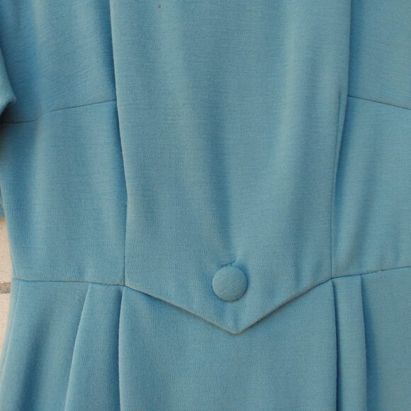Vintage 60s Dress 36" Bust 28.5" Waist Blue Knit Fashion Wear Toronto - Picture 6 of 16